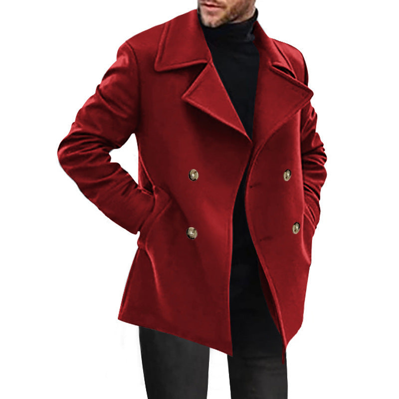 Herren Designer Wollmantel mit doppelter Knopfleiste