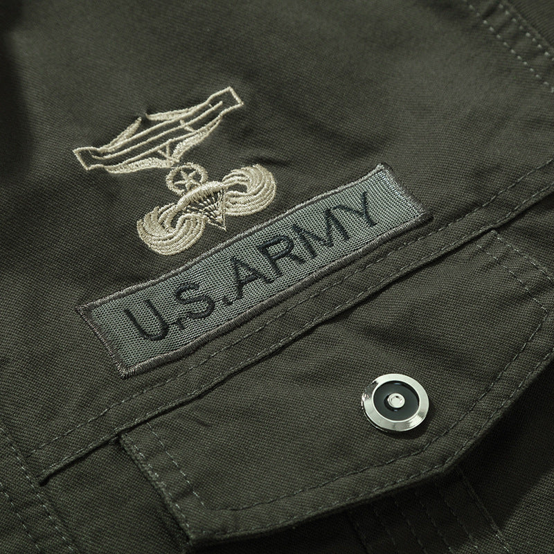 Herren Fieldbomberjacke im Military-Utility-Stil mit Schulterpatten, Rippenbündchen und aufgesetzten Brusttaschen Shop Nory