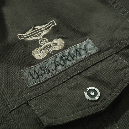 Herren Kurzblouson Canvas-Fieldjacke mit Schulterepauletten, Brustpattentaschen und geripptem Saum Shop Nory