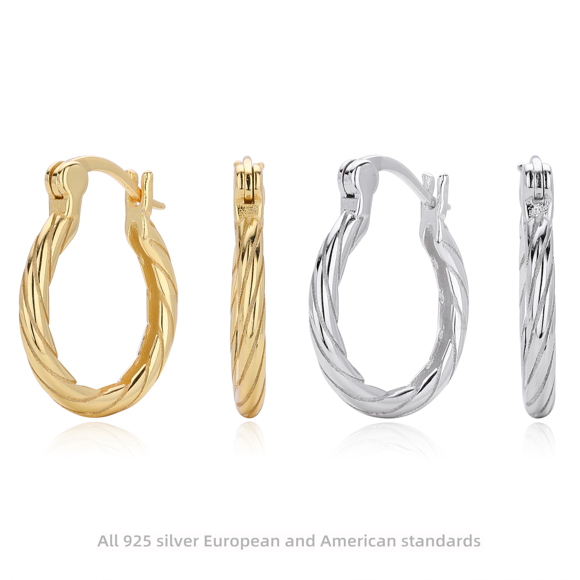 Damen Creolen mit luxuriösem Zopfmuster aus hochwertigem 925 Sterling Silber Shop Nory