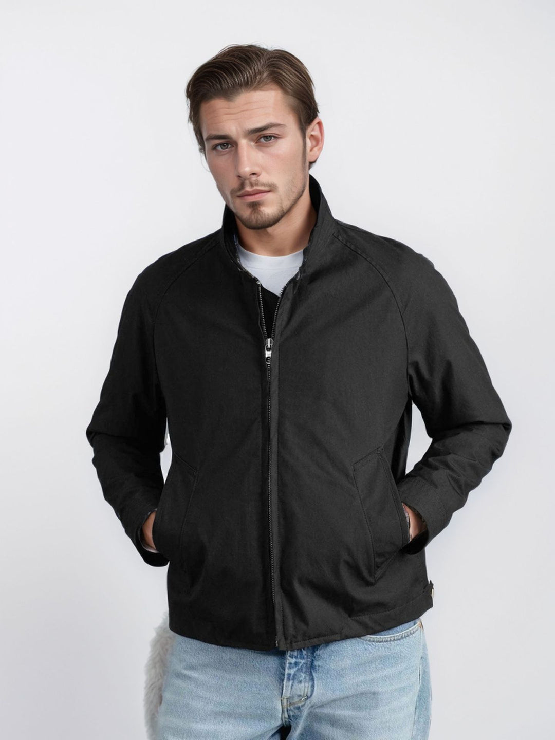 Herren Kurzjacke im Blousonstil mit Cordkragen und Metallreißverschluss Shop Nory