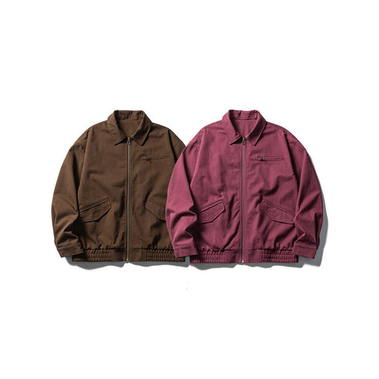 Herren Oversize-Workerjacke mit durchgehendem Reißverschluss, Brustreißverschluss und elastischem Saumbund Shop Nory