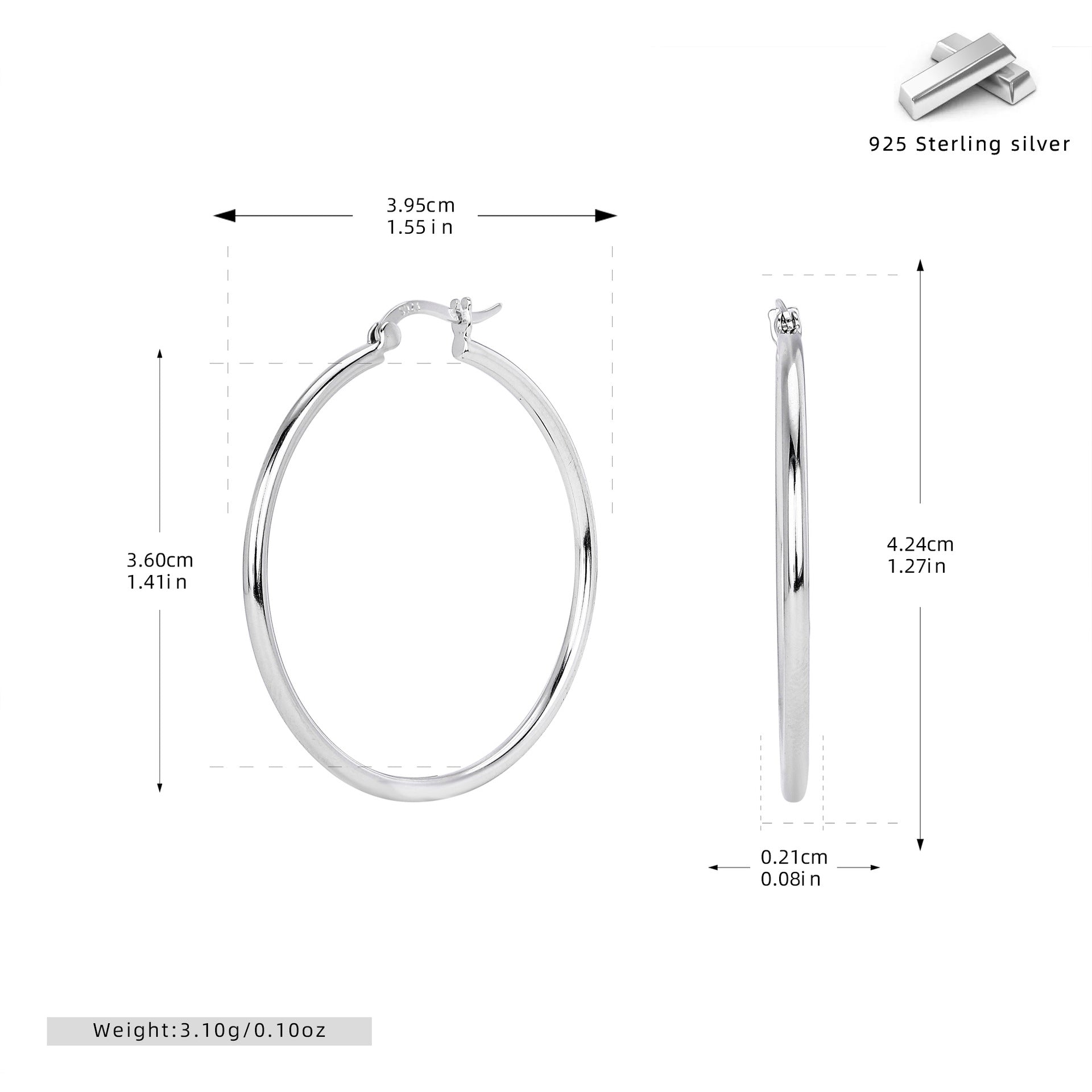 Damen Creolen im eleganten, minimalistischen Design aus 925 Sterling Silber Shop Nory