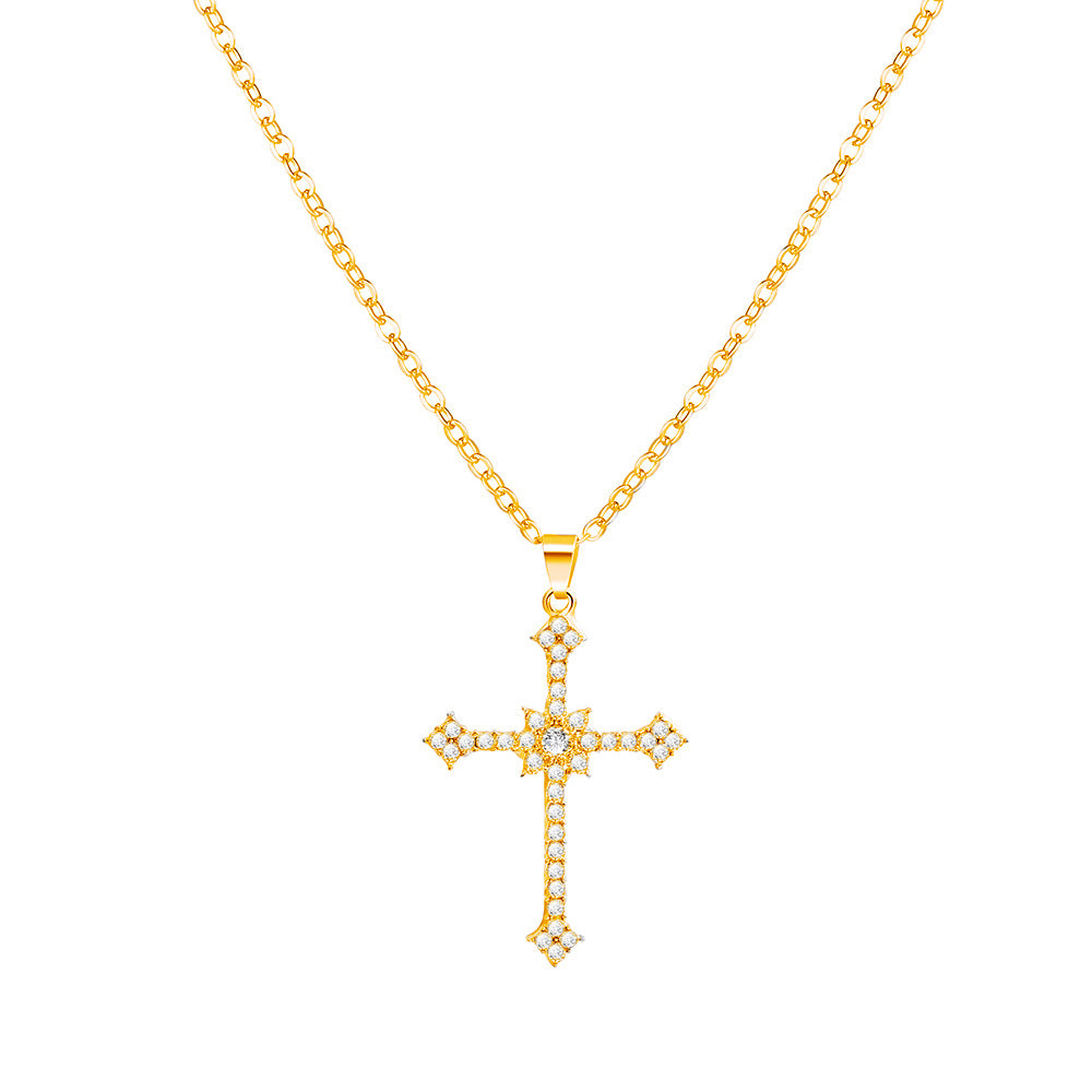 Damen Halskette mit funkelndem Kreuzanhänger und eleganter Kette Shop Nory