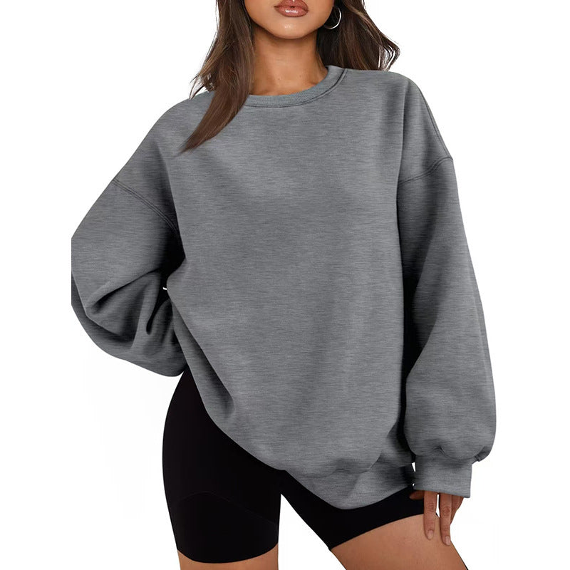 Damen nan Oversized Rundhals-Sweatshirt mit überschnittener Schulter, weichem Fleece-Innenfutter und gerippten Bündchen Shop Nory