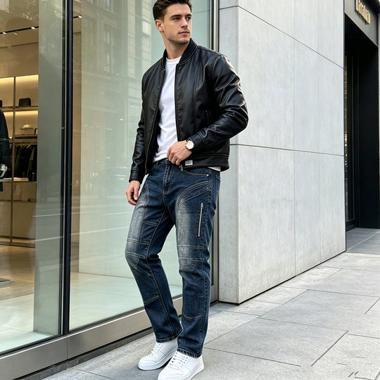 Herren Modische Cargo-Jeans mit Reißverschluss Shop Nory