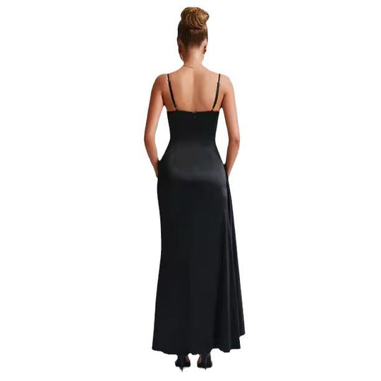 Damen Elegantes Maxikleid mit seitlichem Schlitz und schmalen Spaghettiträgern