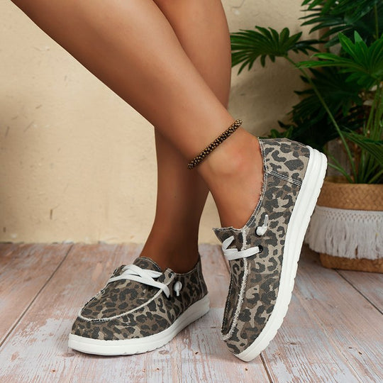 Damen nan Segeltuch-Mokassin-Sneaker mit elastischer Schnürung gepolstertem Komfortfußbett und profilierter Gummisohle
