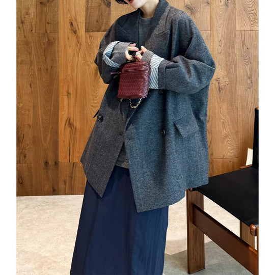 Damen Modischer Oversized Blazer mit doppelter Knopfleiste Shop Nory