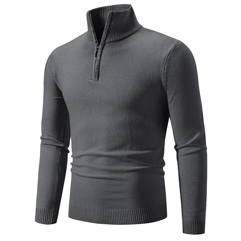 Herren Slim-Fit Halbzip-Mockneck Feinstrickpullover mit geripptem Kragen Shop Nory