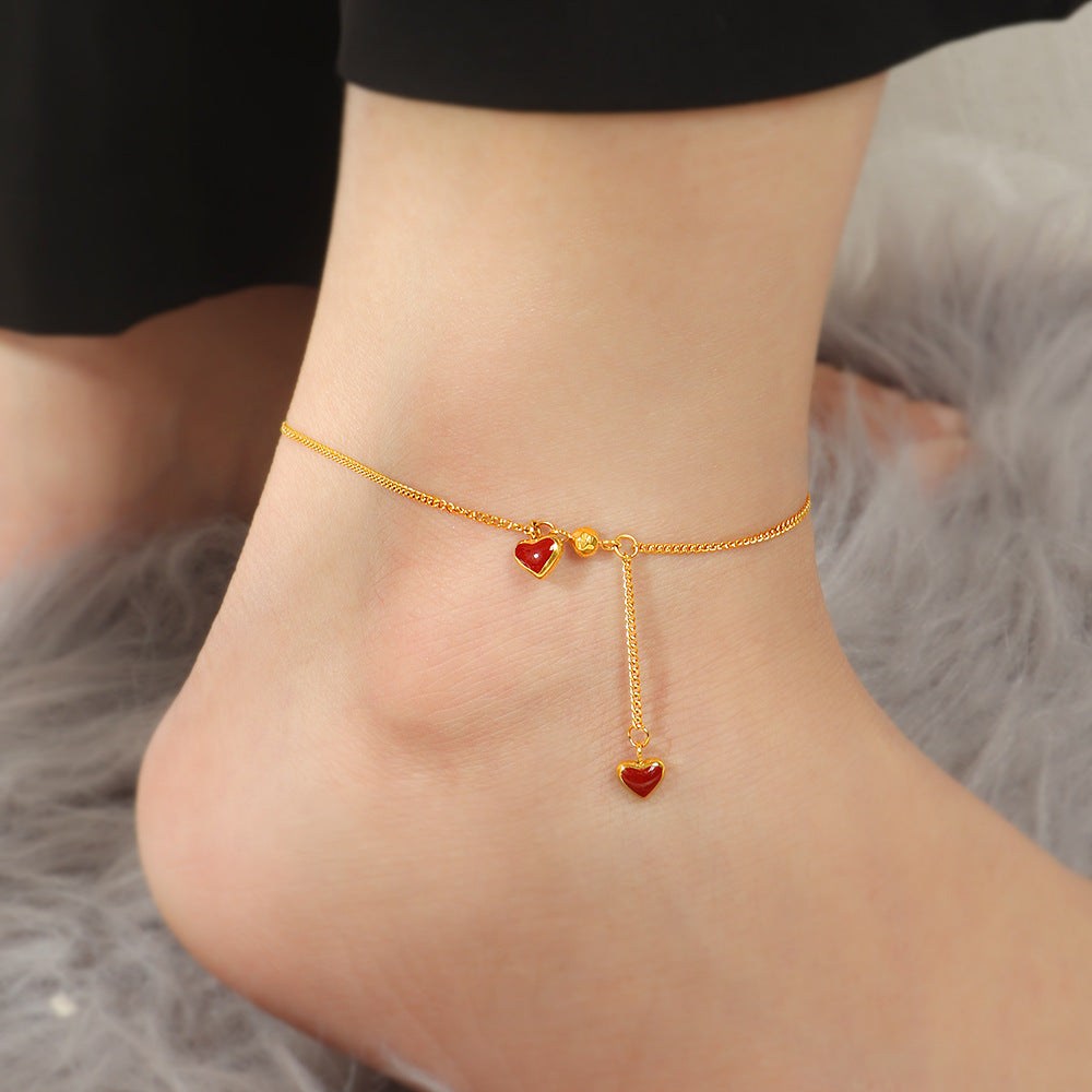 Damen Herz Charm Verstellbares Fußkettchen Shop Nory