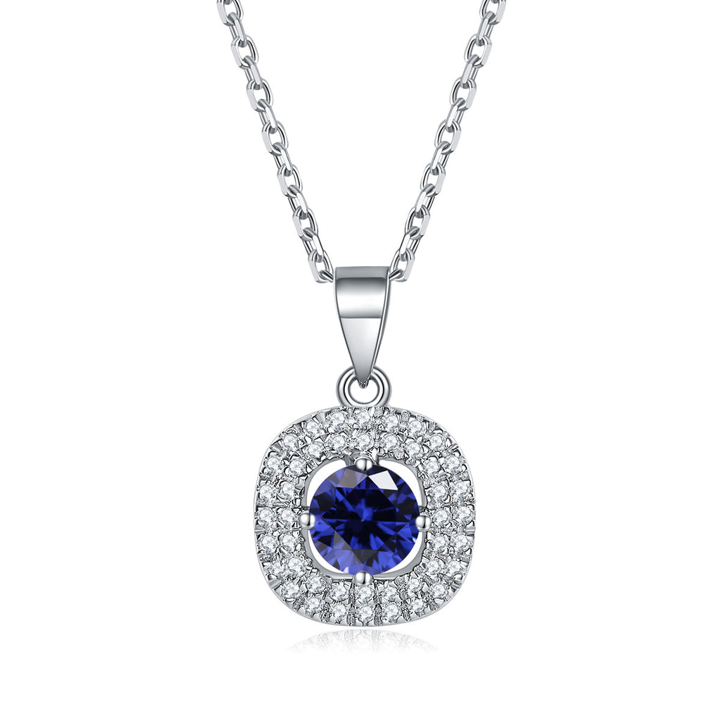 Damen Halskette mit elegantem blauen Zirkonia-Anhänger und funkelndem Kristallbesatz Shop Nory
