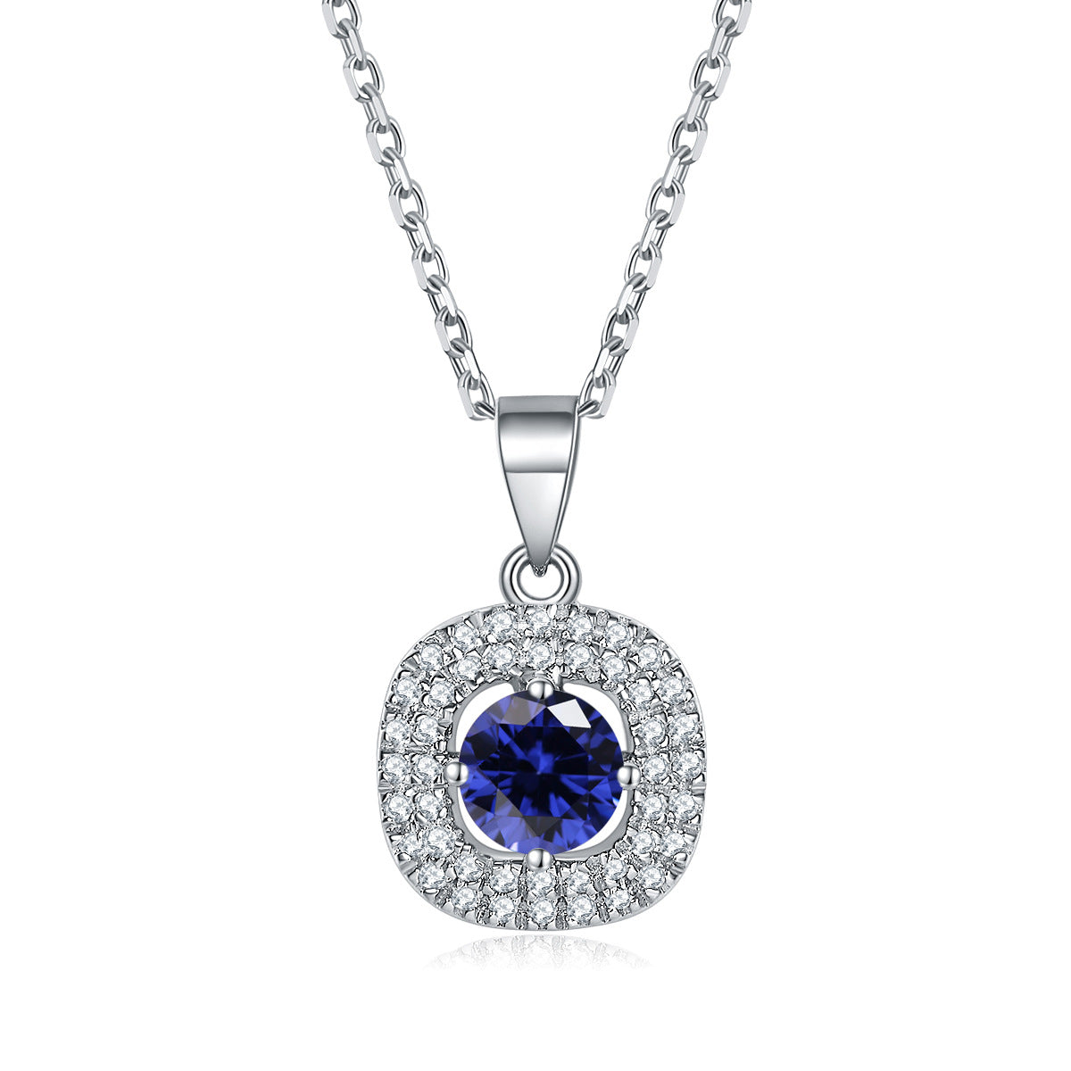 Damen Halskette mit elegantem blauen Zirkonia-Anhänger und funkelndem Kristallbesatz Shop Nory
