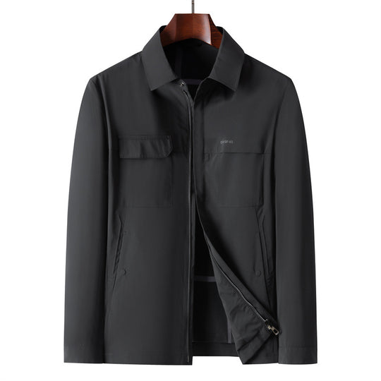 Herren Leichte Wind- und Wasserabweisende Freizeit-Zipjacke mit Hemdkragen, Brust- und Eingrifftaschen Shop Nory