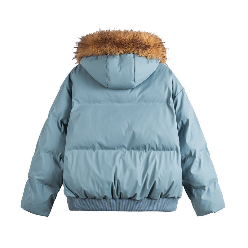 Damen Kurz geschnittene Steppjacke mit Kunstfellkapuze und elastischem Saum Shop Nory