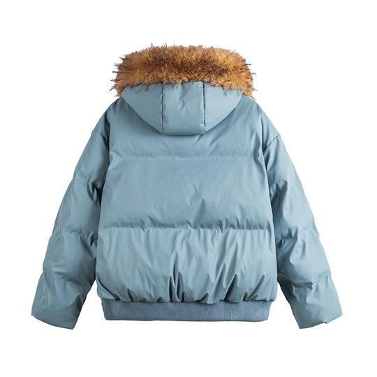 Damen Kurz geschnittene Steppjacke mit Kunstfellkapuze und elastischem Saum Shop Nory