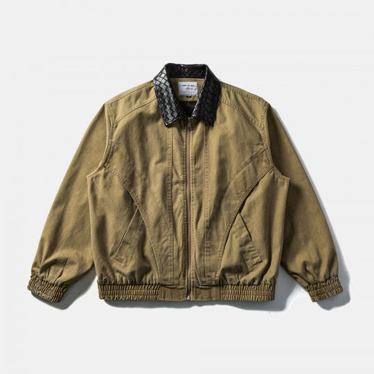 Herren Kastige Denim-Blousonjacke mit gesteppter Lederkragen und Elastikbund Shop Nory