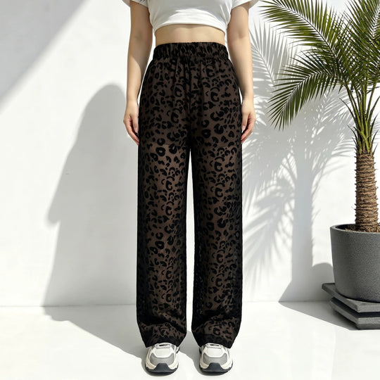 Damen weite Leoprint Strand- und Freizeit-Hose mit elastischem Bund Shopy Nory