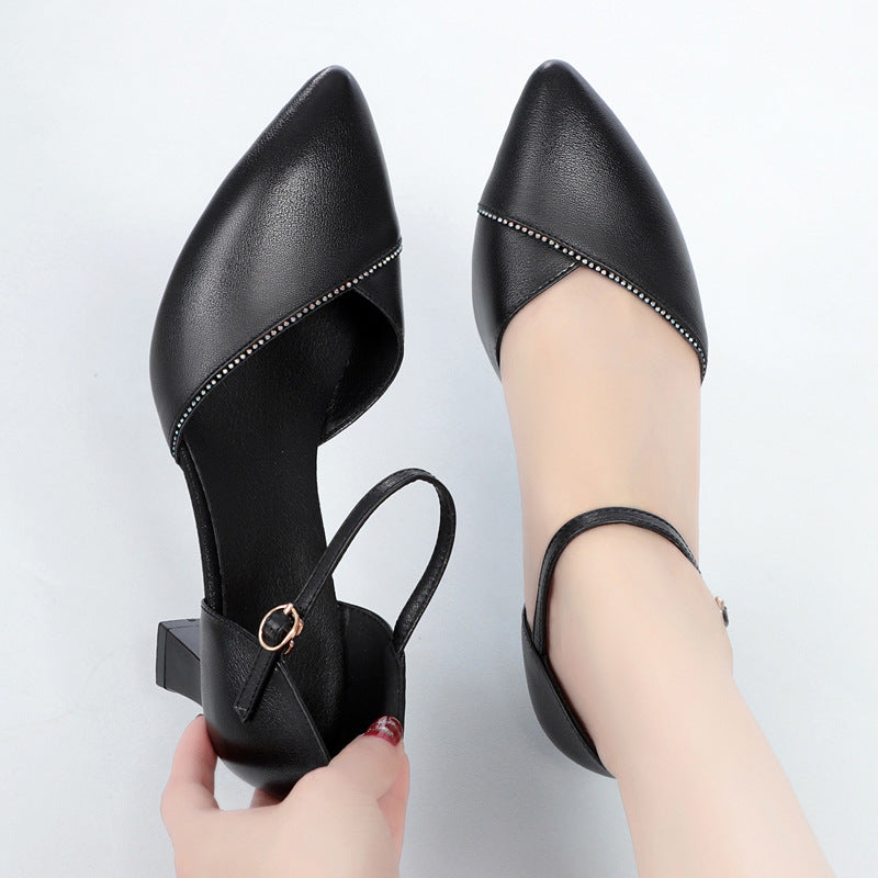 Damen schicke Pumps mit elegantem Riemen und komfortablem Blockabsatz