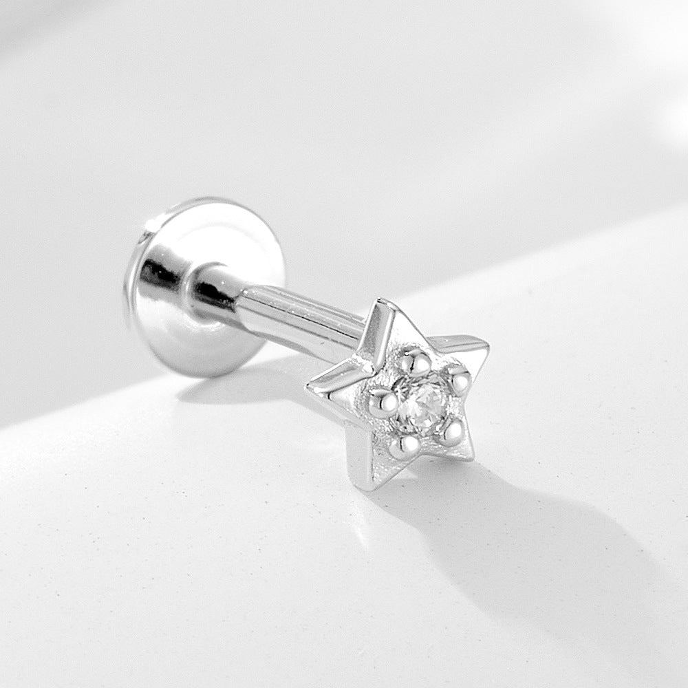 Opalbesetzter Tropfen-Labretpiercing Aus Edelstahl