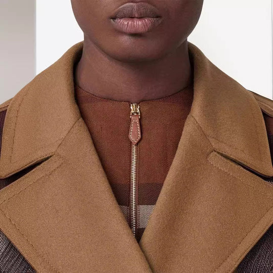 Damen Kurzmantel im minimalistischen Doppelreiher aus Wollmix mit weitem Revers Shop Nory