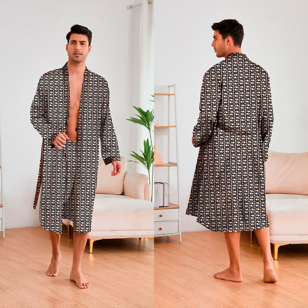 Herren Kimono mit modernem Muster und Gürtel – Shopnory