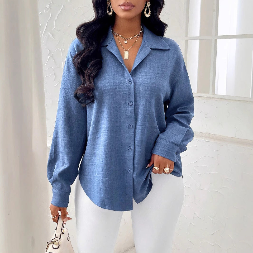 Damen Taillierte Wickelbluse mit Hemdkragen, asymmetrischem Saum & Ballonärmeln Shop Nory