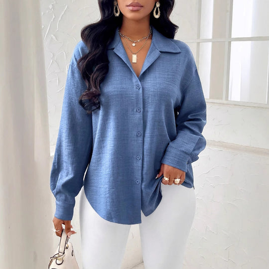 Damen Taillierte Wickelbluse mit Hemdkragen, asymmetrischem Saum & Ballonärmeln Shop Nory