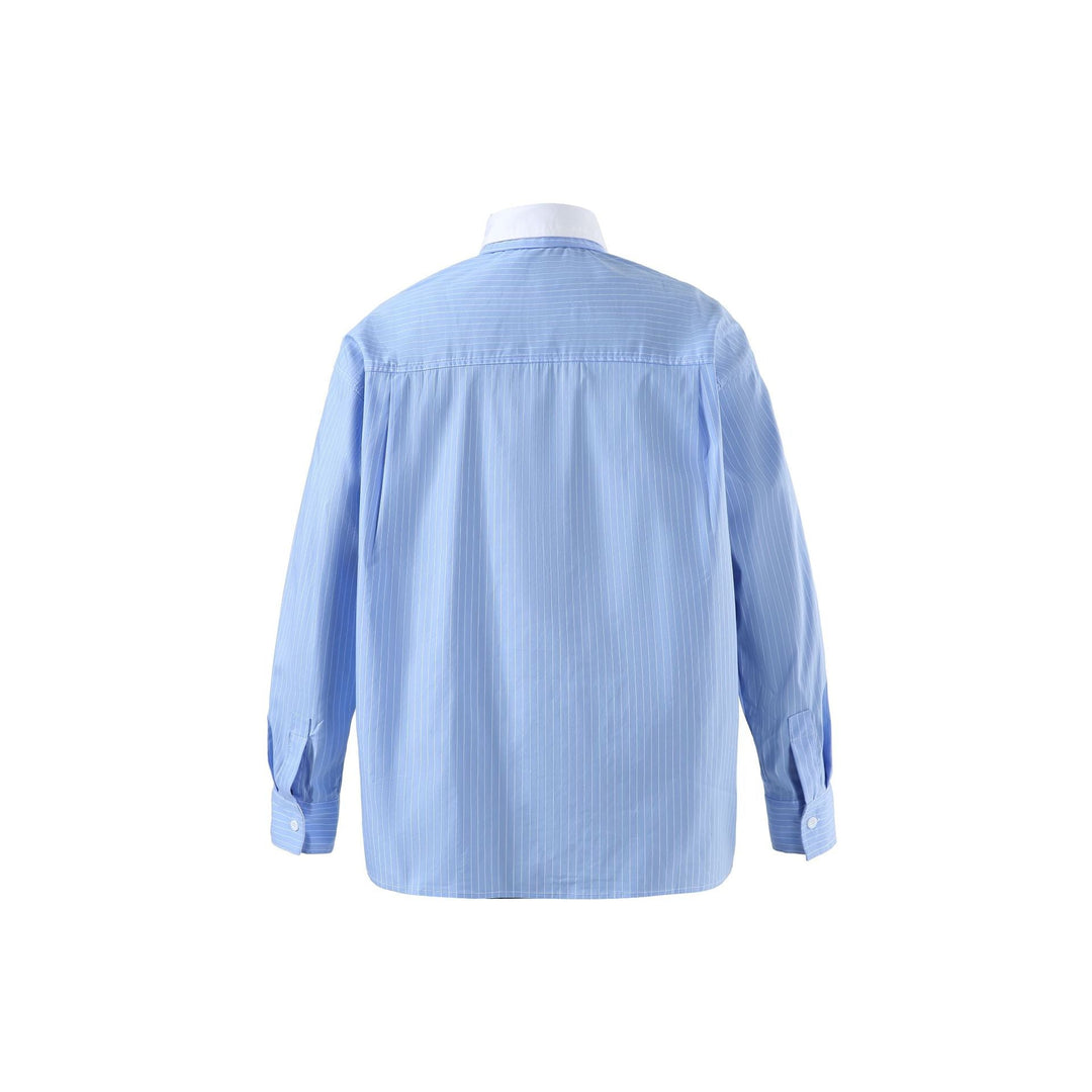 Damen Oversize-Streifenhemd mit Kontrastkragen und Brusttasche Shop Nory