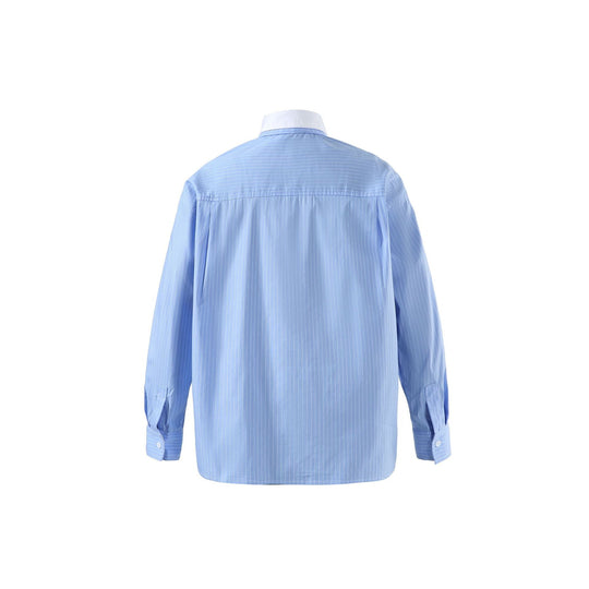 Damen Oversize-Streifenhemd mit Kontrastkragen und Brusttasche Shop Nory
