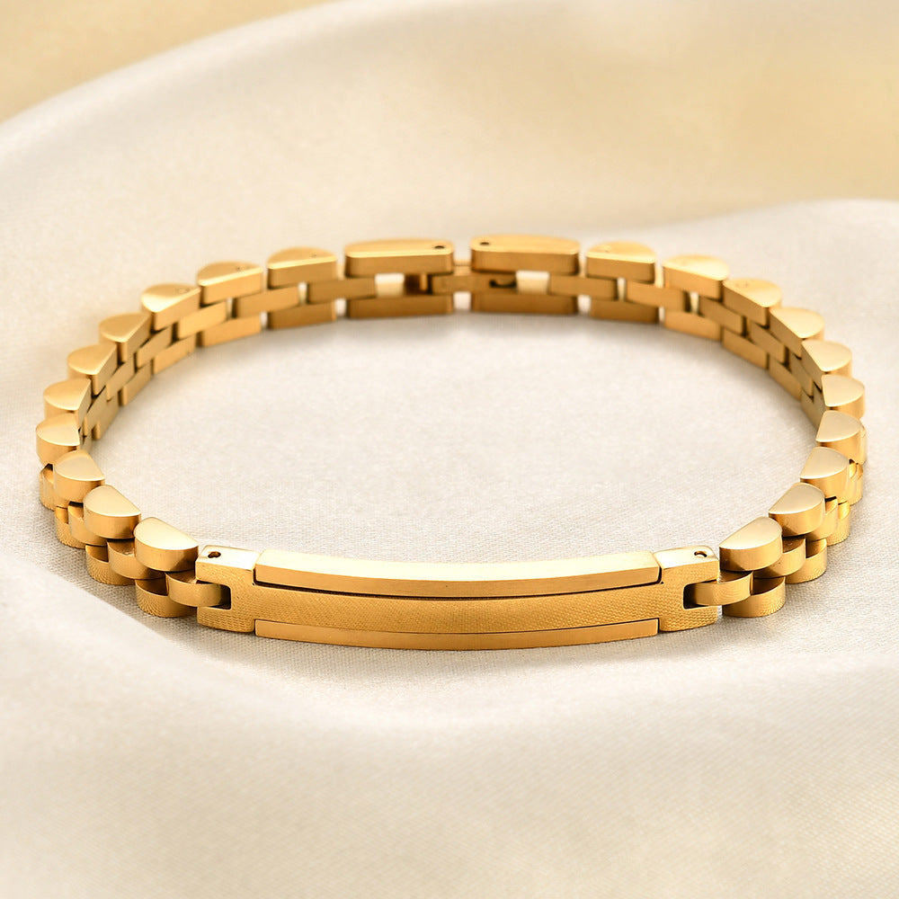 Damen Armband mit modernem Gliederdesign und gravierbarem Plättchen Shop Nory
