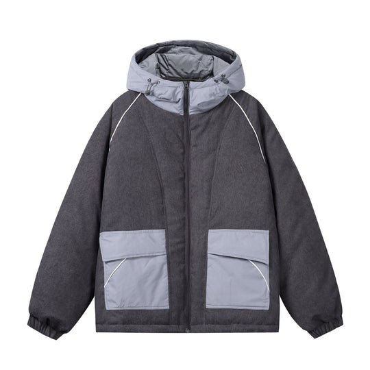 Unisex Wattierte Cord-Fieldjacke mit Kapuze und großen Utility‑Taschen Shop Nory