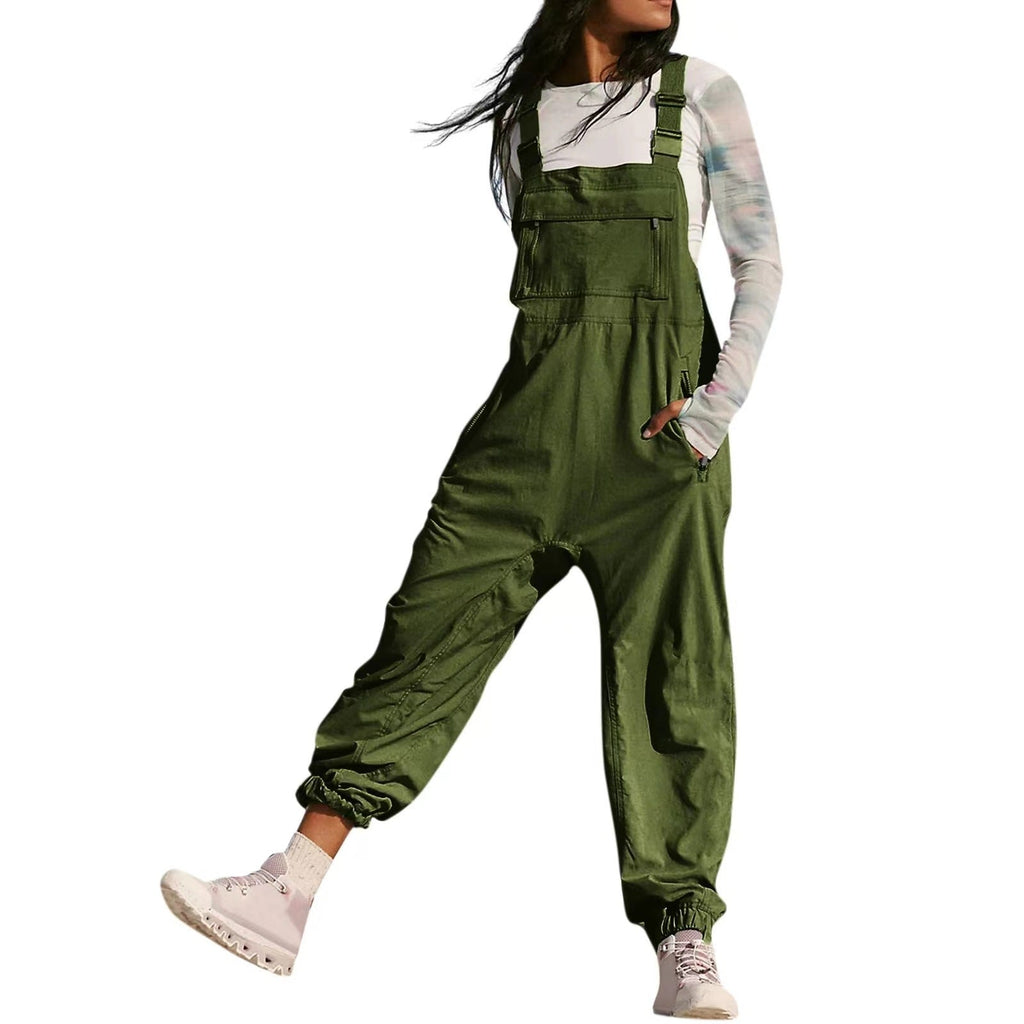 Damen Lässiger Jumpsuit mit praktischen Taschen und elastischem Saum Shopnory