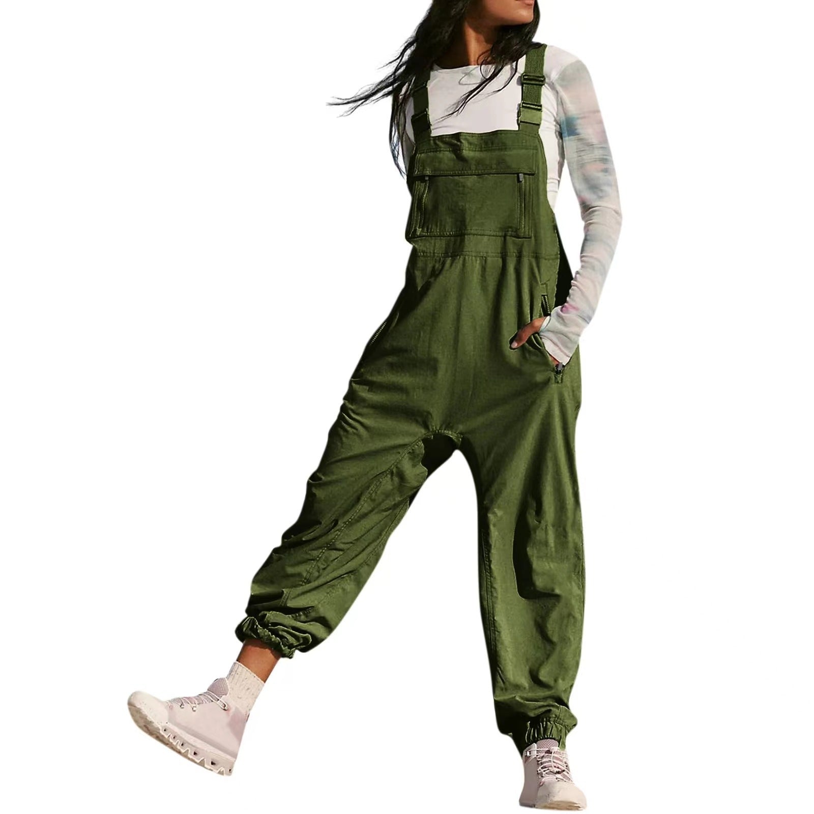 Damen Lässiger Jumpsuit mit praktischen Taschen und elastischem Saum Shopnory