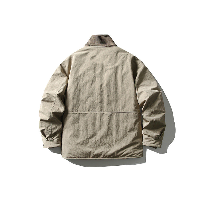 Herren Oversize wattierte Freizeitjacke mit Rippkragen und Druckknopfleiste Shop Nory
