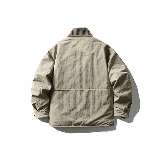 Herren Oversize wattierte Freizeitjacke mit Rippkragen und Druckknopfleiste Shop Nory