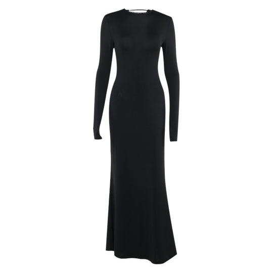 Damen Figurbetontes Maxikleid aus Stretch-Jersey mit langen Ärmeln und rundem Ausschnitt Shop Nory