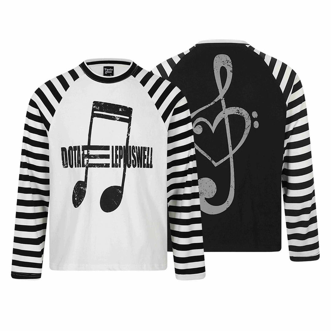 Unisex Langärmliges Raglan-Longsleeve mit Musik‑Print und gestreiften Ärmeln Shop Nory