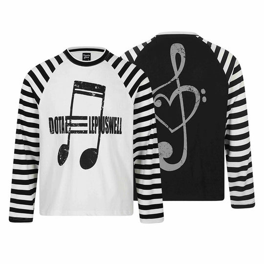 Unisex Langärmliges Raglan-Longsleeve mit Musik‑Print und gestreiften Ärmeln Shop Nory