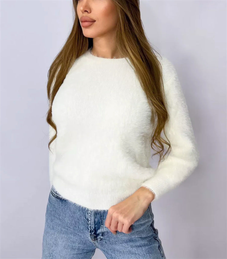 Damen Flauschiger Modischer Pullover