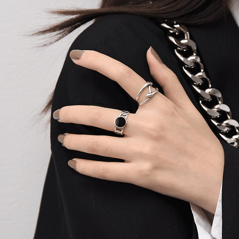Damen Ringset mit modernem Design und elegantem Onyx-Shop Nory