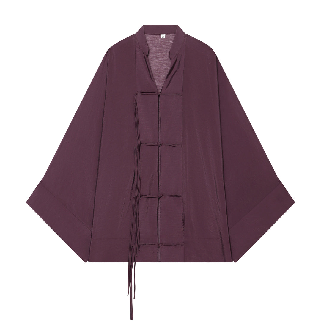 Damen Kimono-Capejacke mit Chinaknopfverschluss und langen Quasten Shop Nory