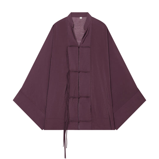 Damen Kimono-Capejacke mit Chinaknopfverschluss und langen Quasten Shop Nory