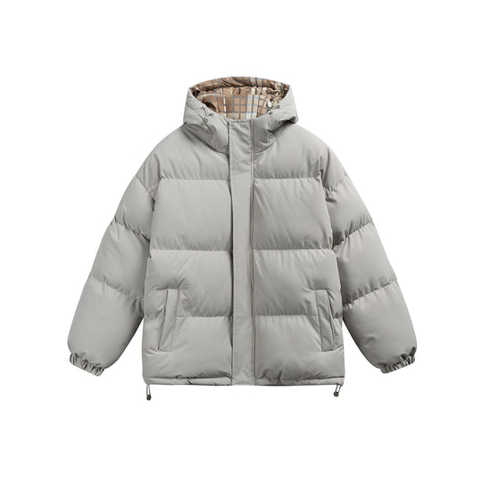 Damen Wattierte Oversize-Steppjacke mit Kapuze, hohem Kragen und karierter Futterverzahnung Shop Nory