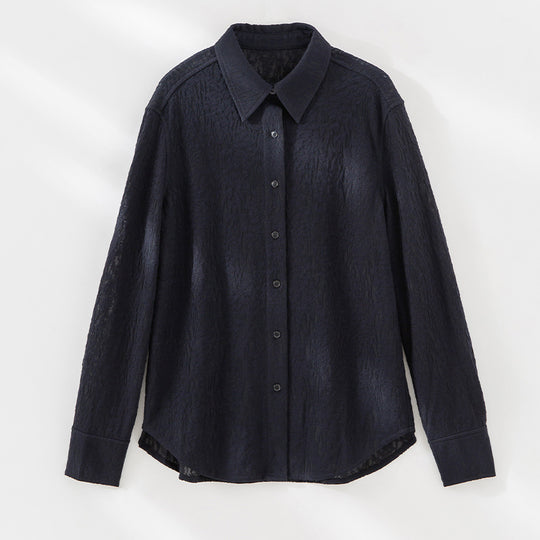 Damen Strukturierte Oversize-Hemdbluse mit Knopfleiste und klassischem Kragen Shop Nory
