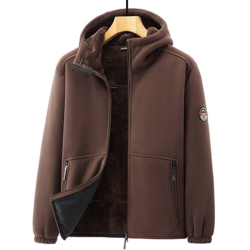 Herren Fleecejacke mit Kapuze und Teddy-Innenfutter Shop Nory