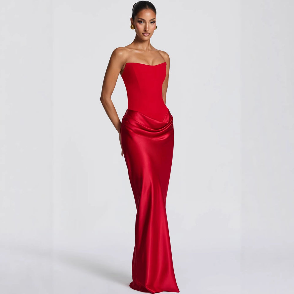 Damen Abendkleid mit schulterfreiem Design und elegantem Schlitz Shopnory