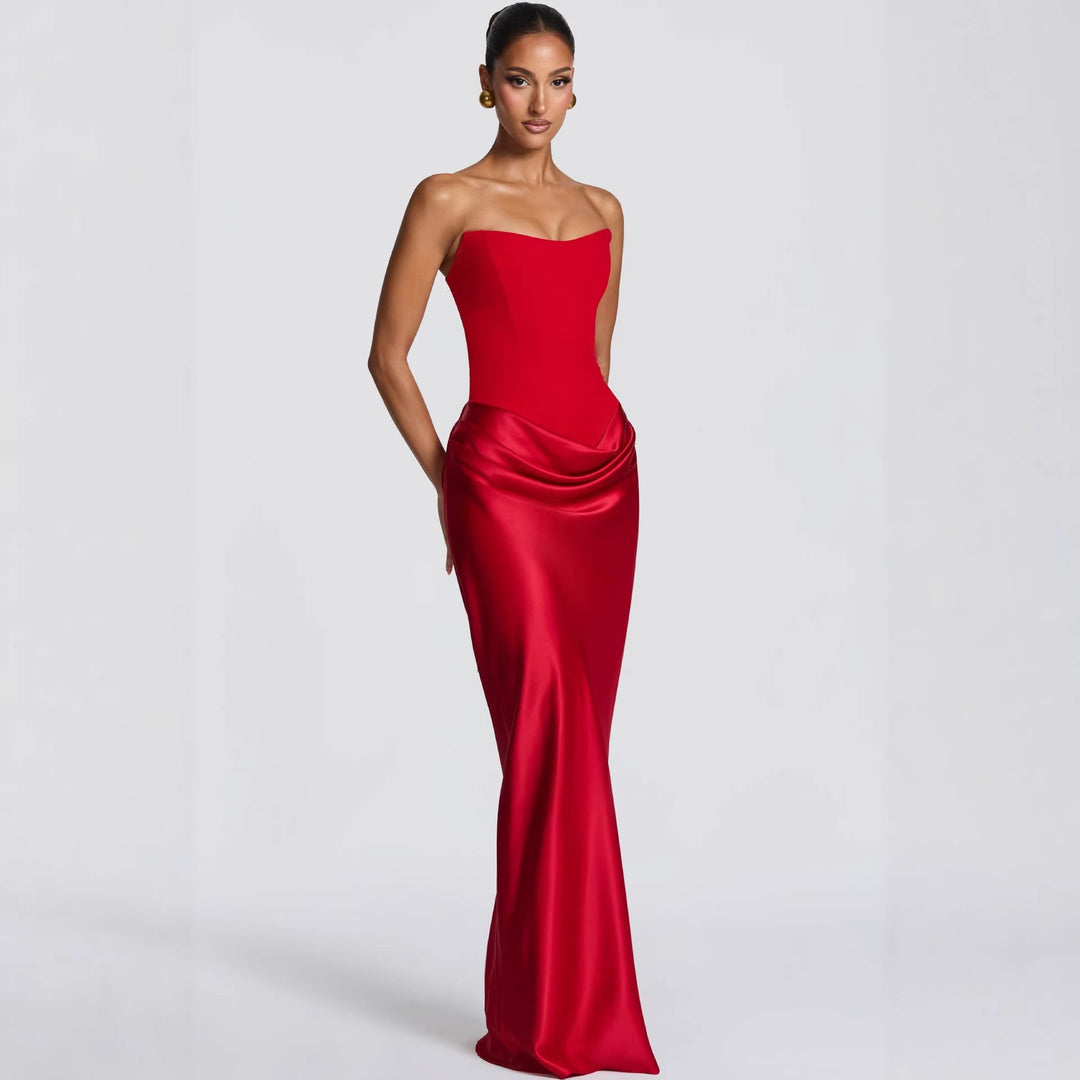 Damen Abendkleid mit schulterfreiem Design und elegantem Schlitz Shopnory