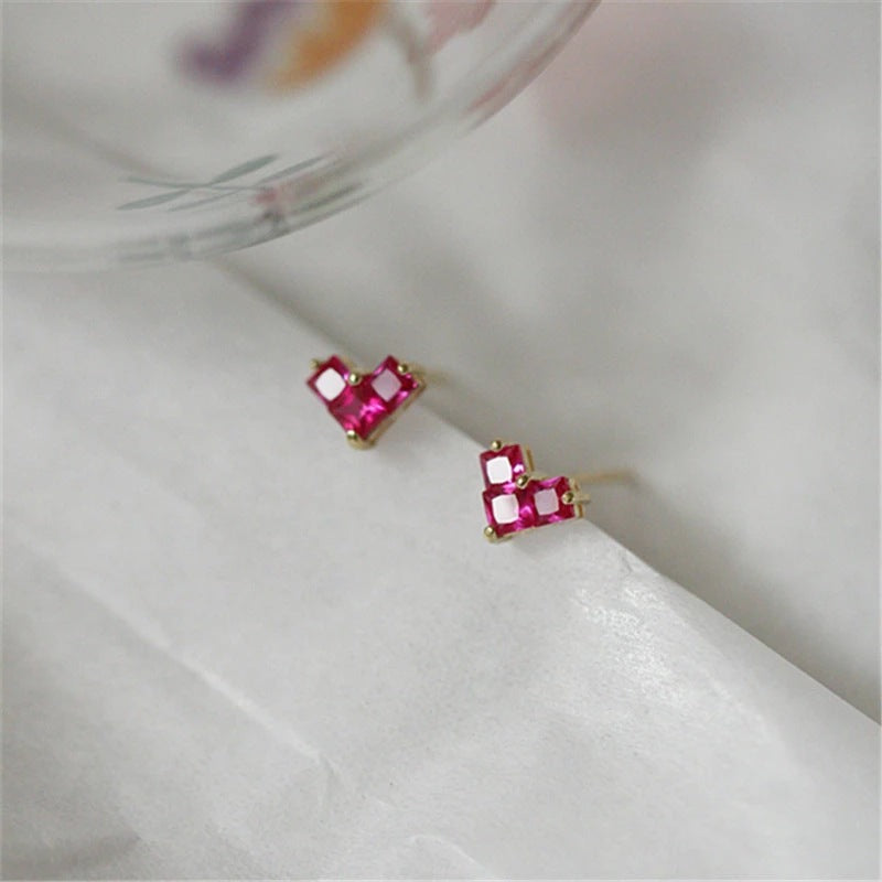 1 Paar 925 Sterling Silber Zirkon 925 Sterling Silber Ohrringe Herzform Ohrstecker | Shop Nory