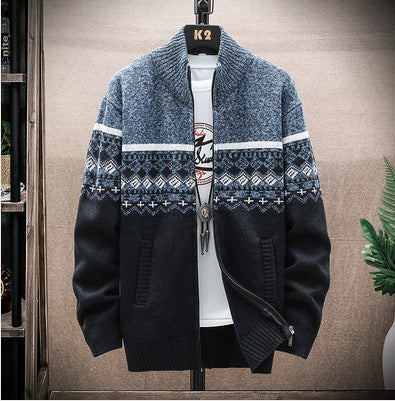 Herren Strickjacke mit nordischem Muster und modischem Reißverschluss